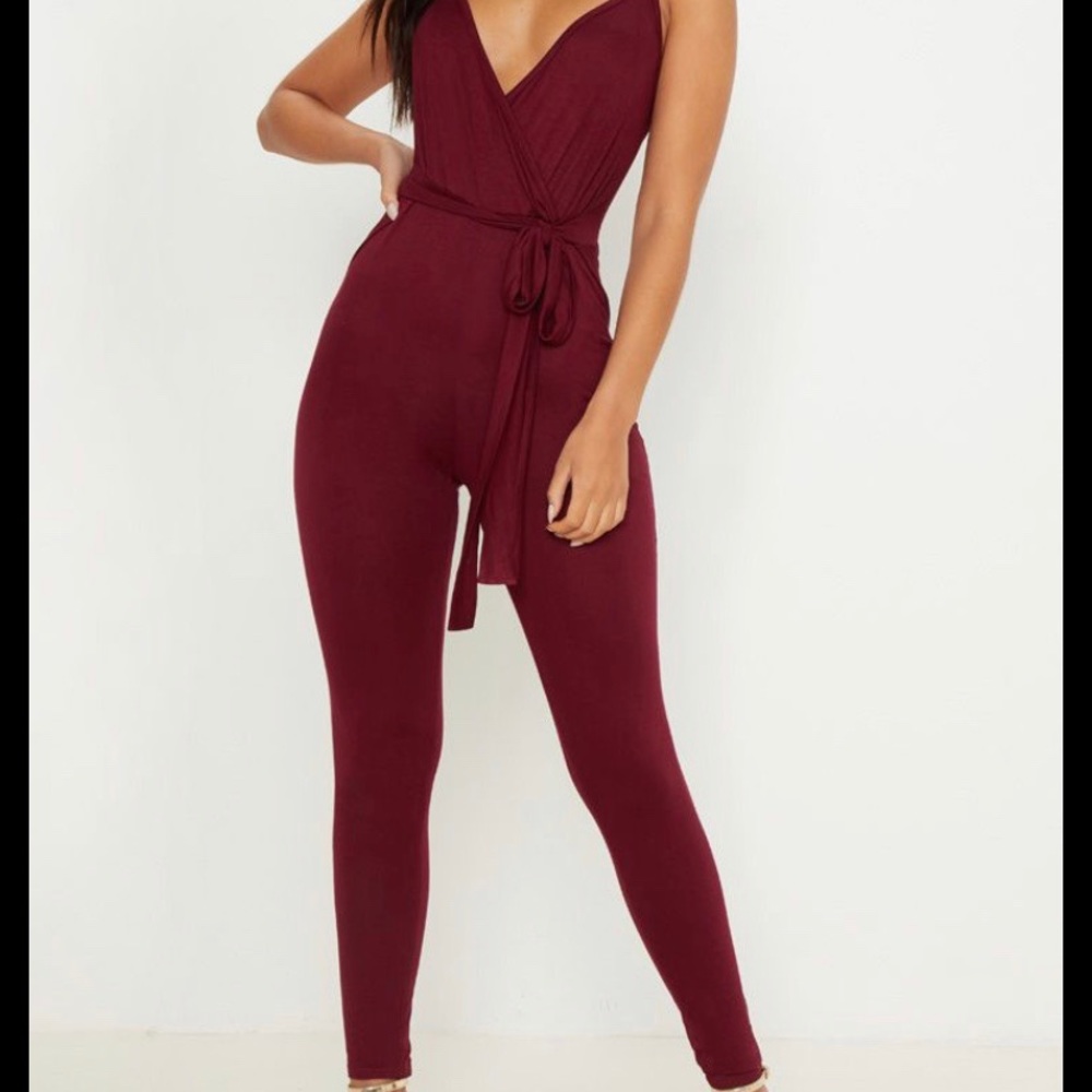 Capella Burgundy Tie-Wrap Jumpsuit